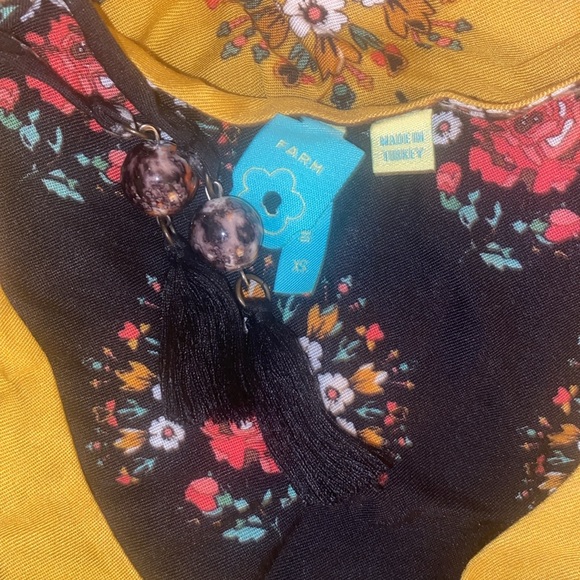 Anthro Farm Rio Floral Polka Dot Tassel Tie Blouse Top - Picture 11 of 16